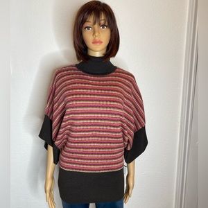 🆕 TRINA TURK Camel Sweater Striped Multicolor 100% Merino Wool Women’s Size M